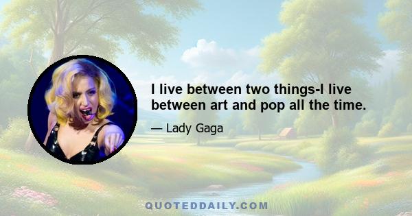 I live between two things-I live between art and pop all the time.