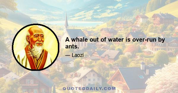 A whale out of water is over-run by ants.