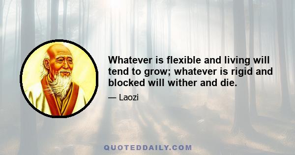 Whatever is flexible and living will tend to grow; whatever is rigid and blocked will wither and die.