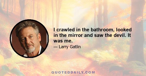 I crawled in the bathroom, looked in the mirror and saw the devil. It was me.