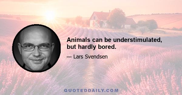 Animals can be understimulated, but hardly bored.