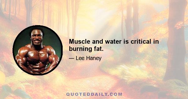 Muscle and water is critical in burning fat.