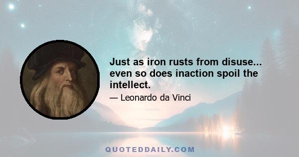 Just as iron rusts from disuse... even so does inaction spoil the intellect.