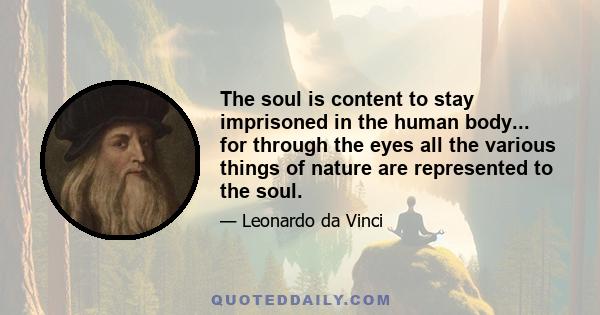 The soul is content to stay imprisoned in the human body... for through the eyes all the various things of nature are represented to the soul.