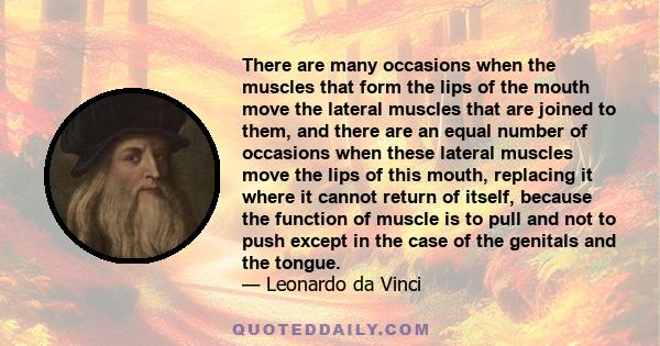 There are many occasions when the muscles that form the lips of the mouth move the lateral muscles that are joined to them, and there are an equal number of occasions when these lateral muscles move the lips of this