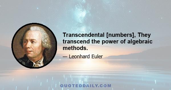 Transcendental [numbers], They transcend the power of algebraic methods.