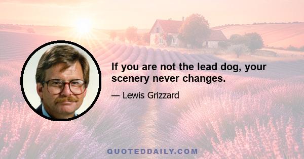 If you are not the lead dog, your scenery never changes.