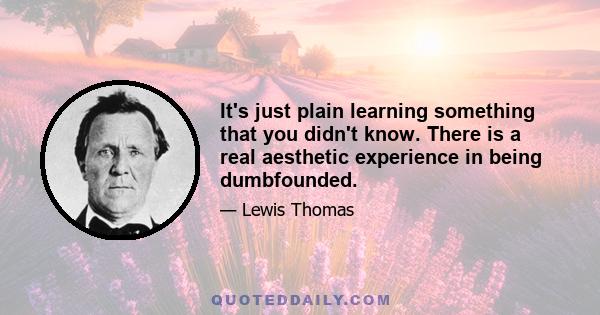 It's just plain learning something that you didn't know. There is a real aesthetic experience in being dumbfounded.