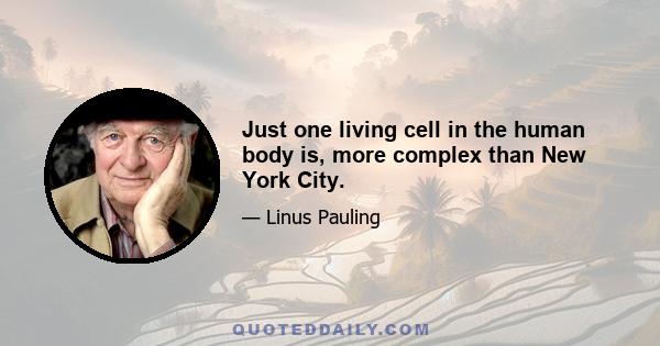 Just one living cell in the human body is, more complex than New York City.