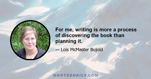 For me, writing is more a process of discovering the book than planning it.