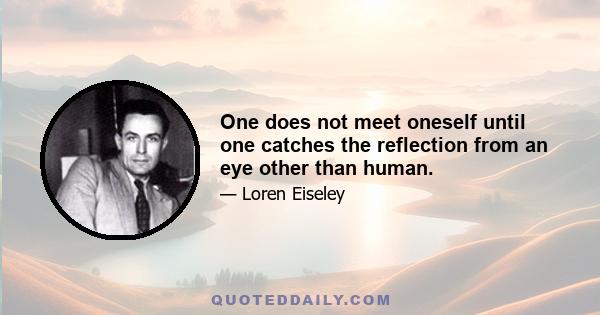 One does not meet oneself until one catches the reflection from an eye other than human.