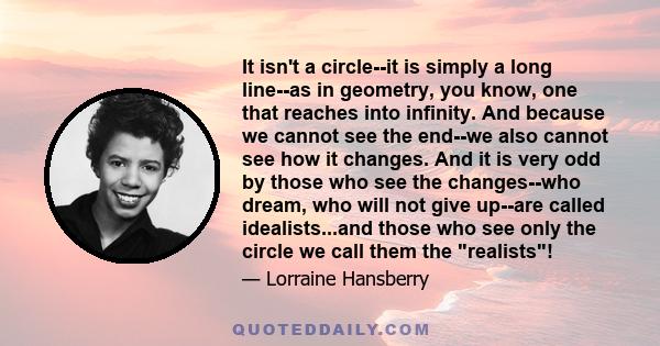 It isn't a circle--it is simply a long line--as in geometry, you know, one that reaches into infinity. And because we cannot see the end--we also cannot see how it changes. And it is very odd by those who see the