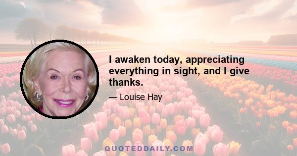 I awaken today, appreciating everything in sight, and I give thanks.