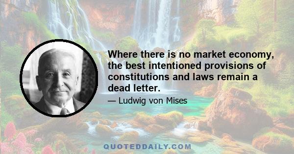 Where there is no market economy, the best intentioned provisions of constitutions and laws remain a dead letter.