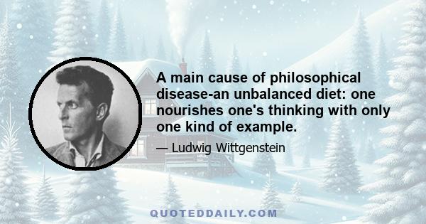 A main cause of philosophical disease-an unbalanced diet: one nourishes one's thinking with only one kind of example.