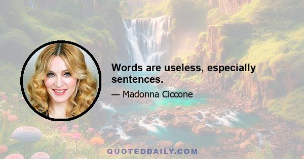 Words are useless, especially sentences.