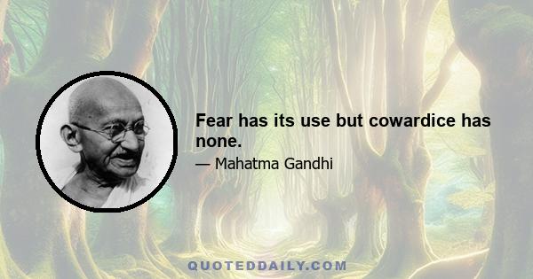 Fear has its use but cowardice has none.