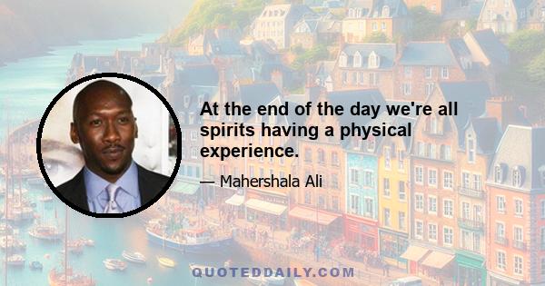 At the end of the day we're all spirits having a physical experience.