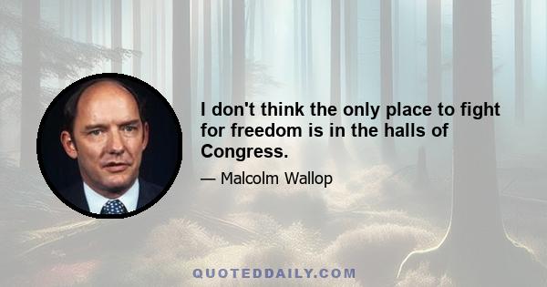 I don't think the only place to fight for freedom is in the halls of Congress.