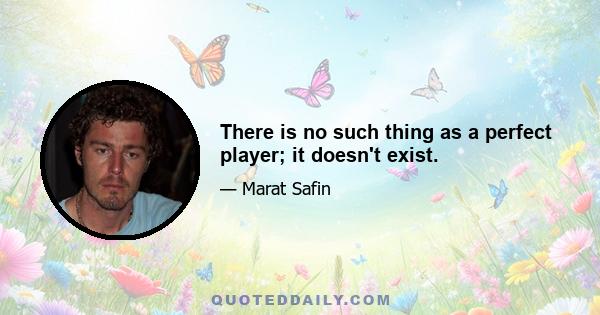 There is no such thing as a perfect player; it doesn't exist.