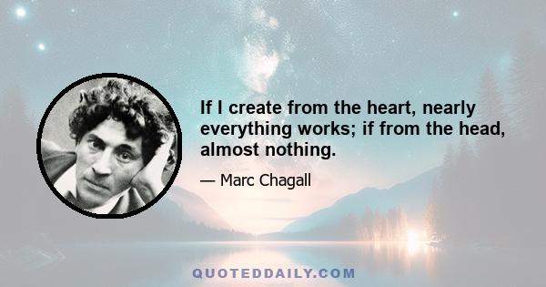 If I create from the heart, nearly everything works; if from the head, almost nothing.