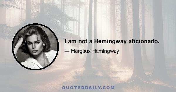 I am not a Hemingway aficionado.