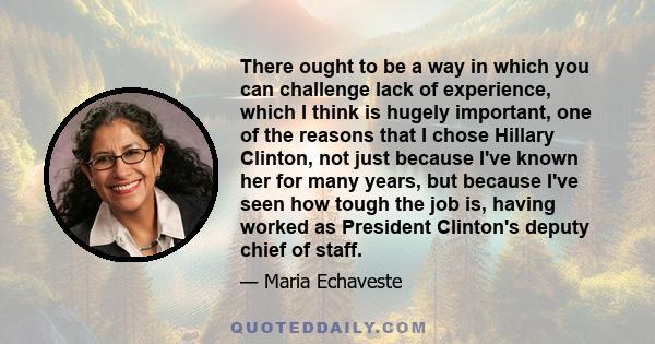 There ought to be a way in which you can challenge lack of experience, which I think is hugely important, one of the reasons that I chose Hillary Clinton, not just because I've known her for many years, but because I've 