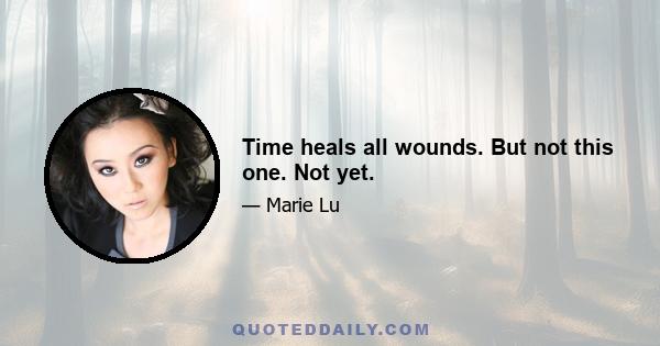 Time heals all wounds. But not this one. Not yet.