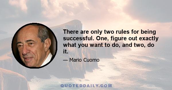 There are only two rules for being successful. One, figure out exactly what you want to do, and two, do it.