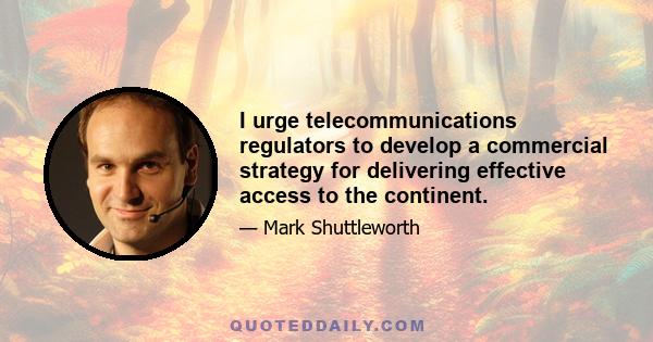 I urge telecommunications regulators to develop a commercial strategy for delivering effective access to the continent.