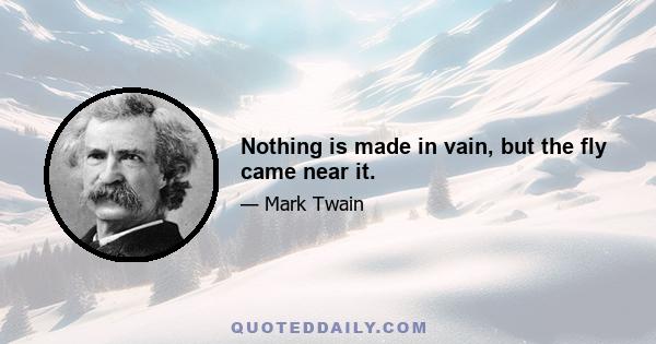 Nothing is made in vain, but the fly came near it.