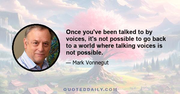 Once you've been talked to by voices, it's not possible to go back to a world where talking voices is not possible.