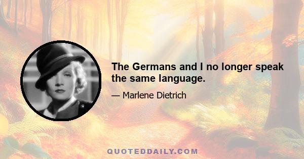 The Germans and I no longer speak the same language.