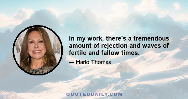 In my work, there's a tremendous amount of rejection and waves of fertile and fallow times.