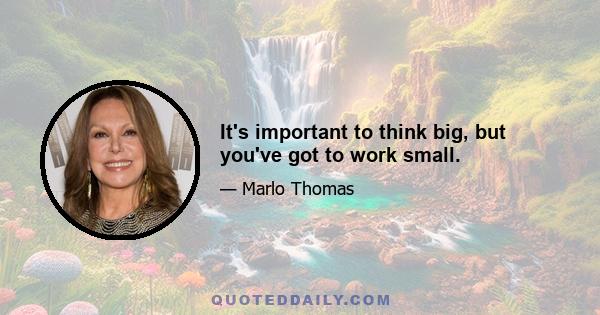 It's important to think big, but you've got to work small.