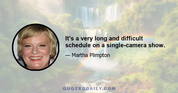 It's a very long and difficult schedule on a single-camera show.