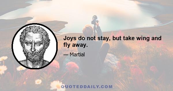 Joys do not stay, but take wing and fly away.