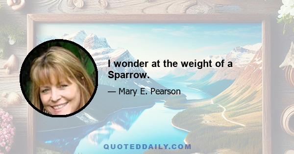 I wonder at the weight of a Sparrow.