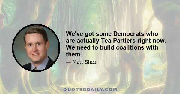 We've got some Democrats who are actually Tea Partiers right now. We need to build coalitions with them.