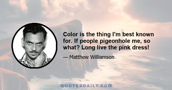 Color is the thing I'm best known for. If people pigeonhole me, so what? Long live the pink dress!
