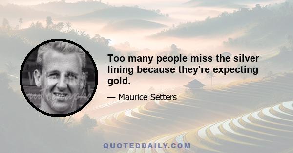 Too many people miss the silver lining because they're expecting gold.