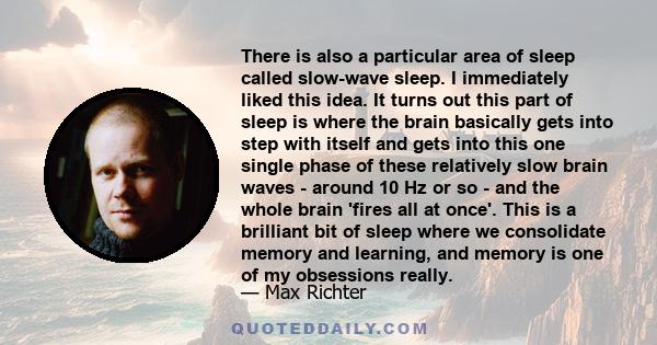 There is also a particular area of sleep called slow-wave sleep. I immediately liked this idea. It turns out this part of sleep is where the brain basically gets into step with itself and gets into this one single phase 