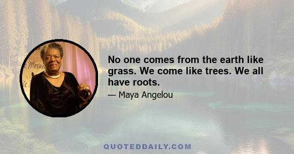 No one comes from the earth like grass. We come like trees. We all have roots.