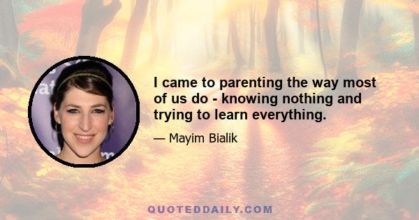 I came to parenting the way most of us do - knowing nothing and trying to learn everything.