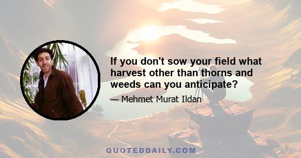 If you don't sow your field what harvest other than thorns and weeds can you anticipate?