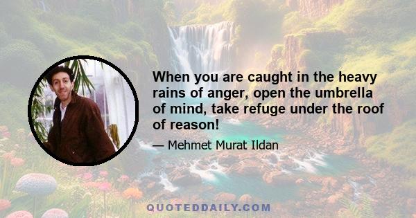 When you are caught in the heavy rains of anger, open the umbrella of mind, take refuge under the roof of reason!