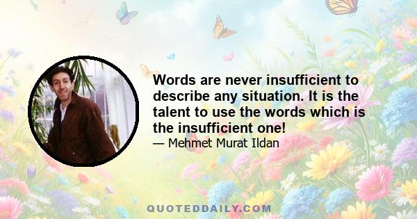 Words are never insufficient to describe any situation. It is the talent to use the words which is the insufficient one!