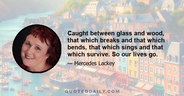 Caught between glass and wood, that which breaks and that which bends, that which sings and that which survive. So our lives go.