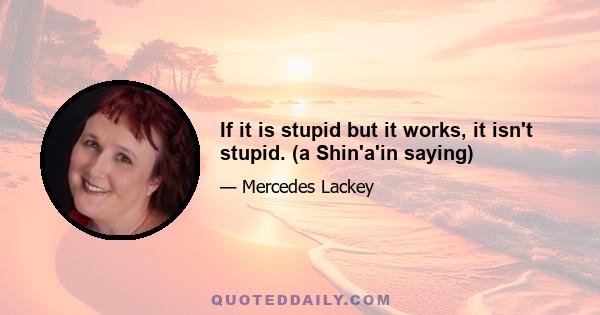 If it is stupid but it works, it isn't stupid. (a Shin'a'in saying)