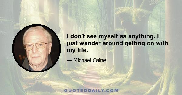 I don't see myself as anything. I just wander around getting on with my life.